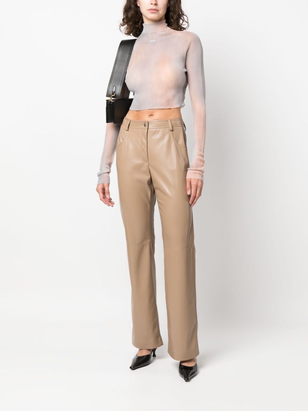 MSGM Broek met wijde pijpen - Beige