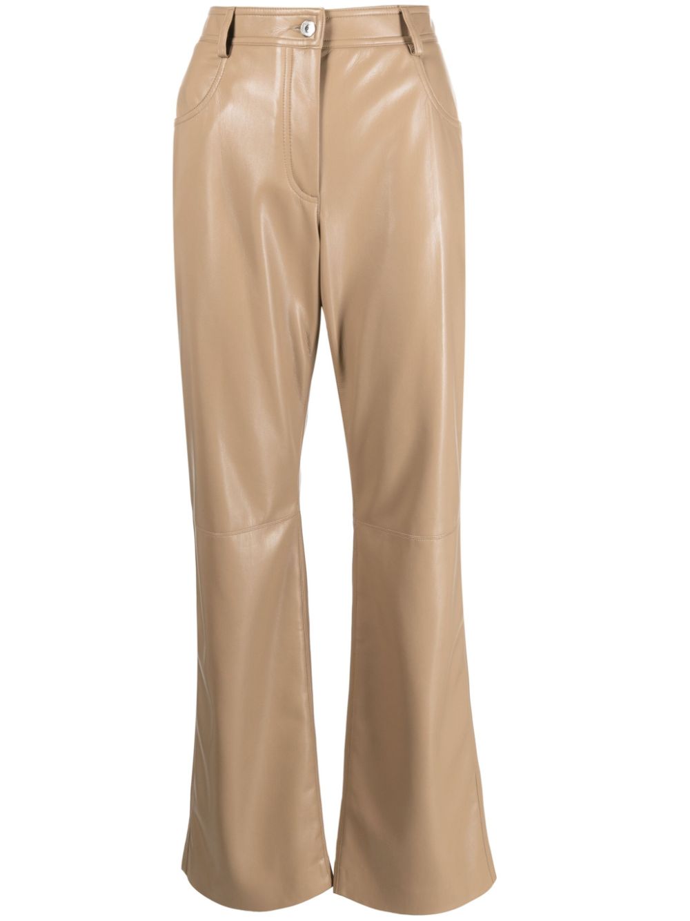 faux-leather straight-leg trousers