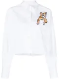MSGM sequin-embellished cat cotton shirt - White