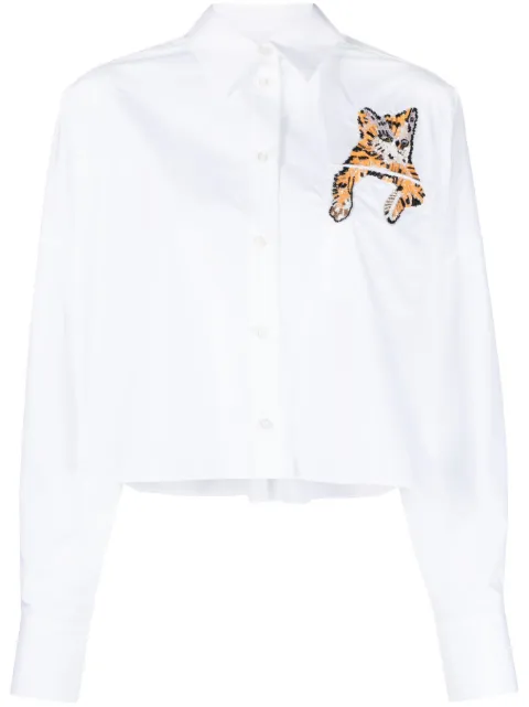 MSGM sequin-embellished cat cotton shirt
