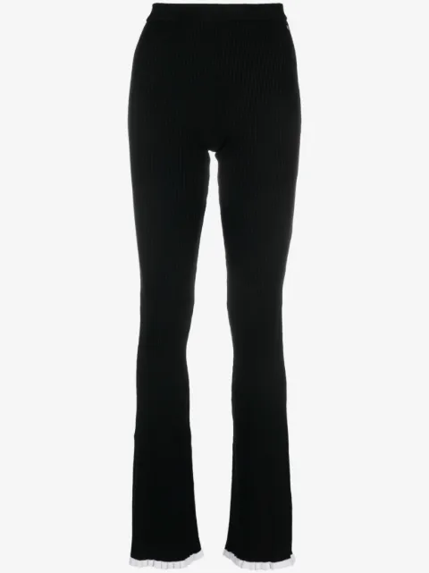 MSGM intarsia-knit logo high-waisted trousers