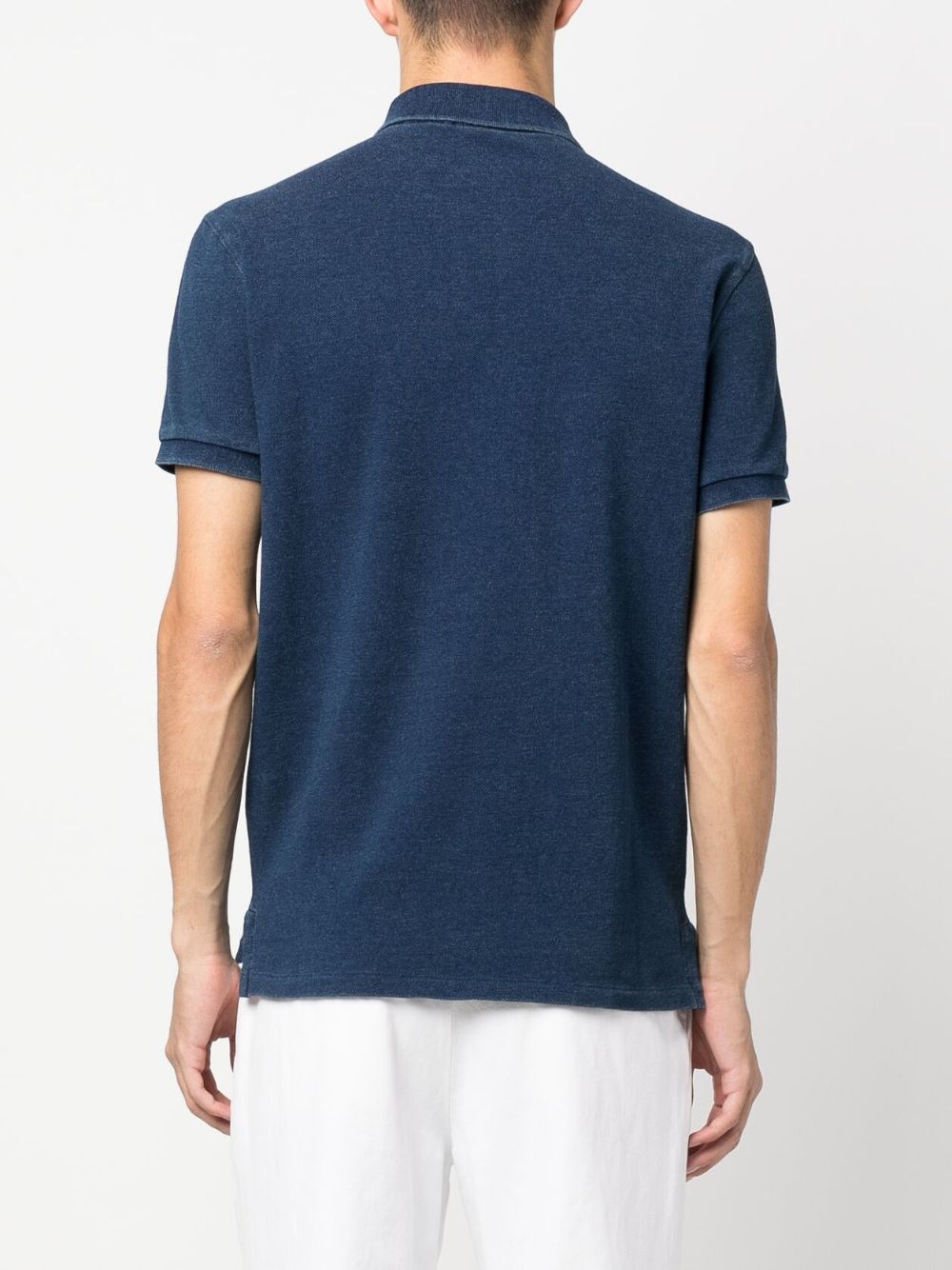 Shop Polo Ralph Lauren Embroidered-logo Cotton Polo Shirt In Blau