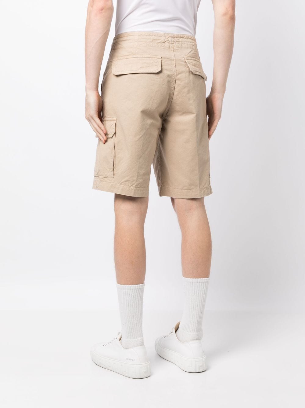 Shop Emporio Armani Logo-patch Cotton Shorts In Brown
