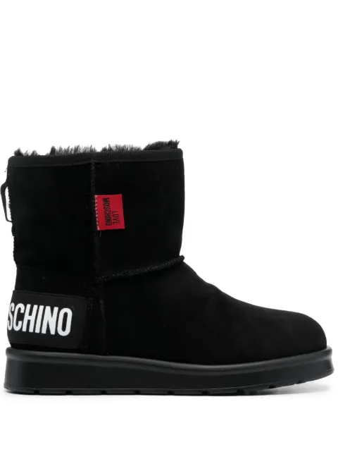 Love Moschino logo-patch exposed-seam ankle boots