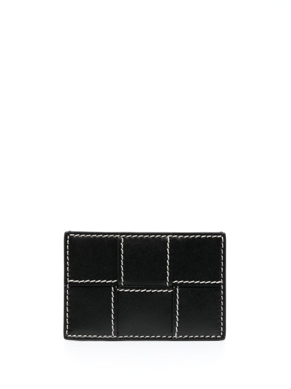 Shop Bottega Veneta Cassette Leather Cardholder In Black