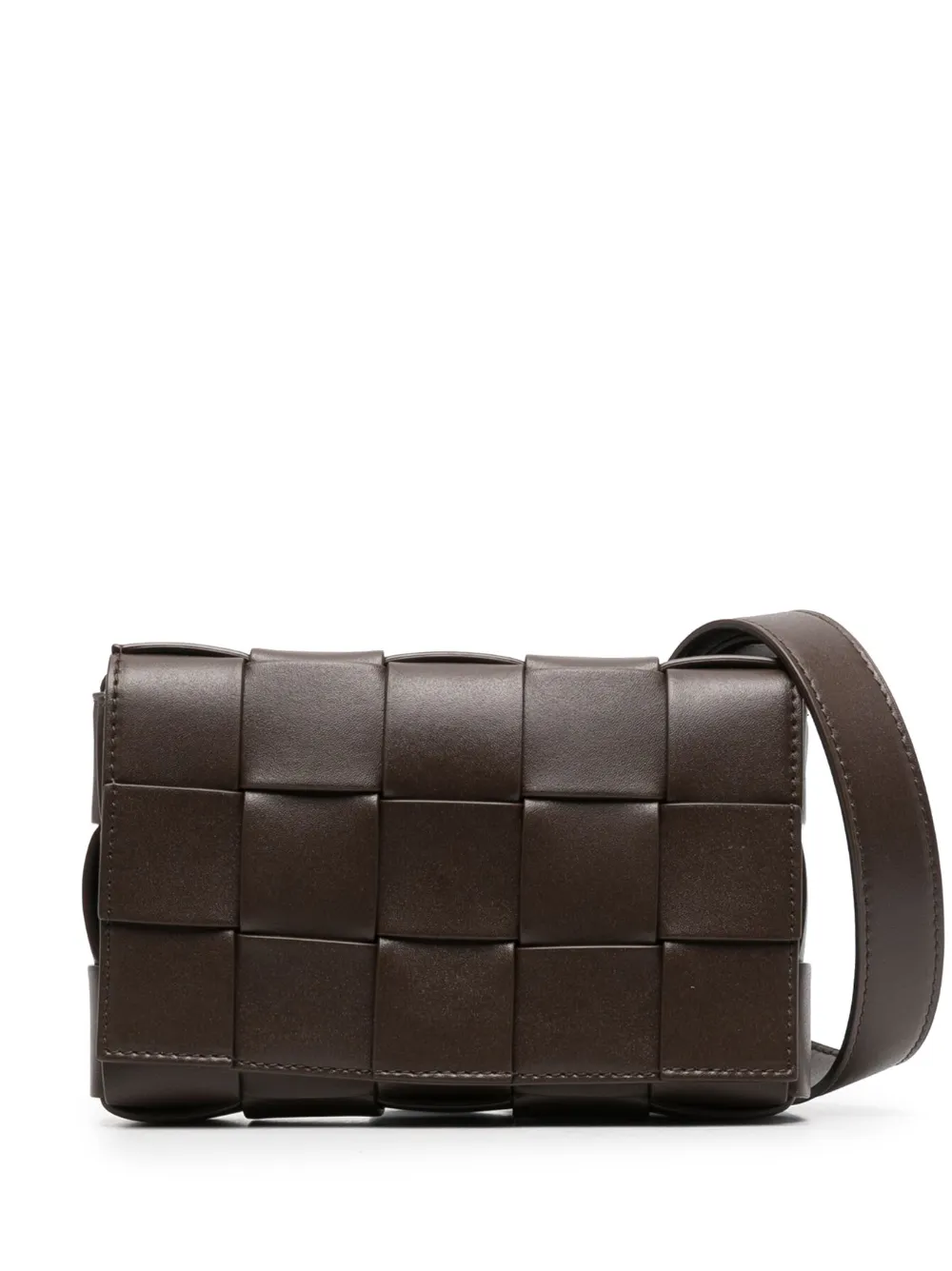 Bottega Veneta Dark Brown Cassette Shoulder Bag In Brown