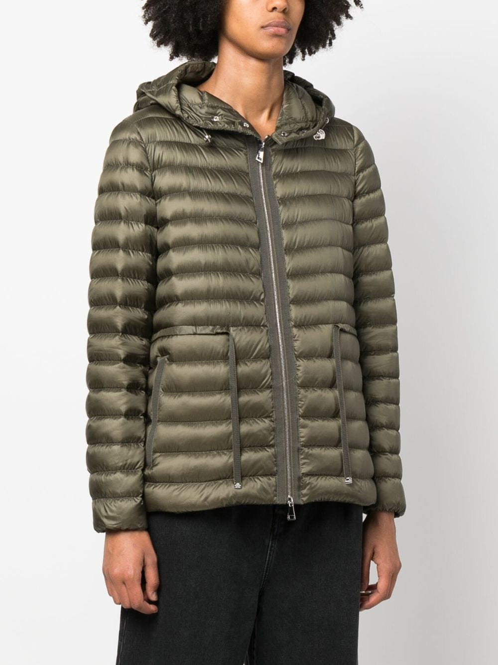 Shop Moncler Raie Hooded Quilted Jacket In Green