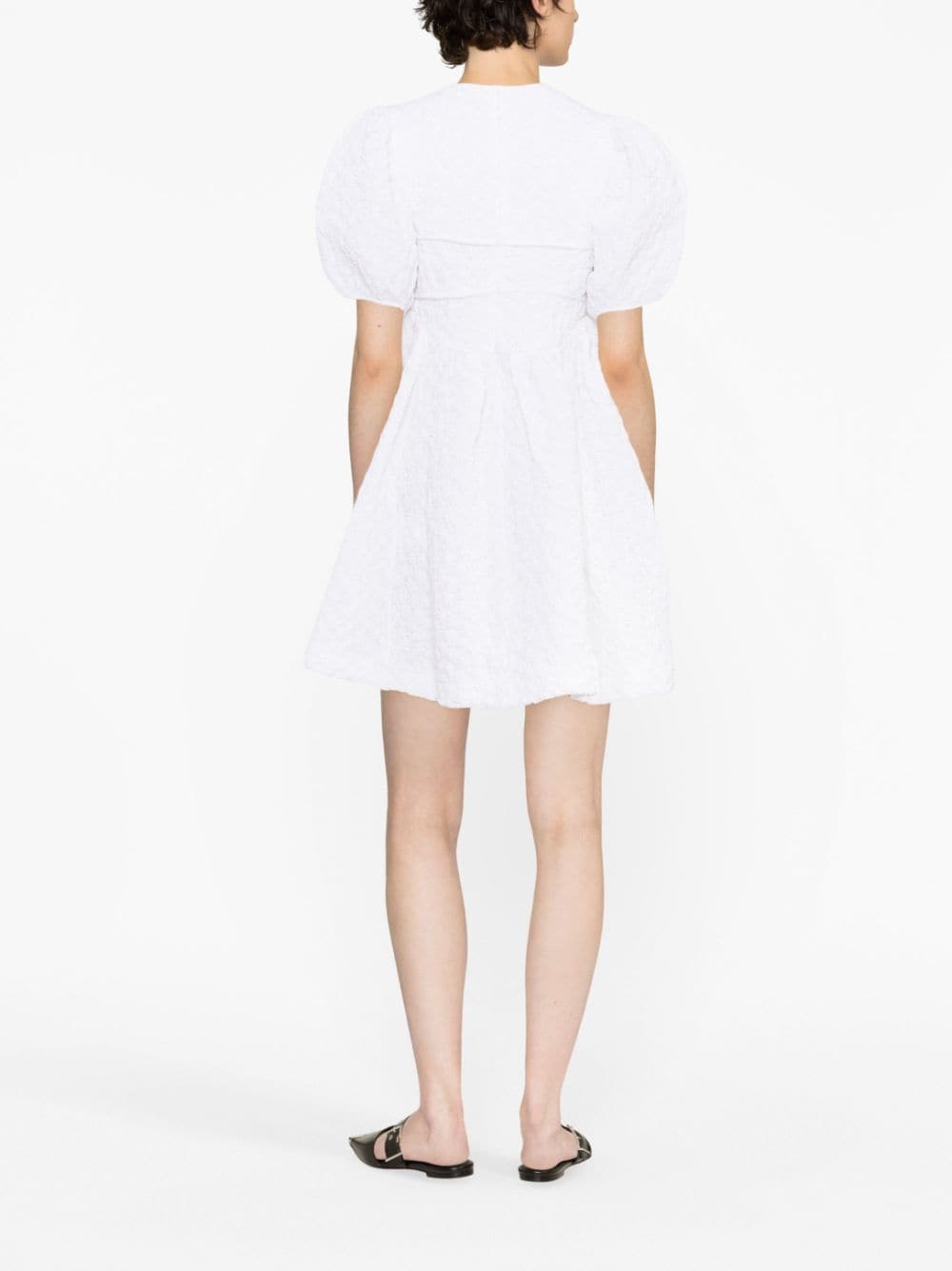 Shop Cecilie Bahnsen Short-sleeve Jacquard Minidress In White