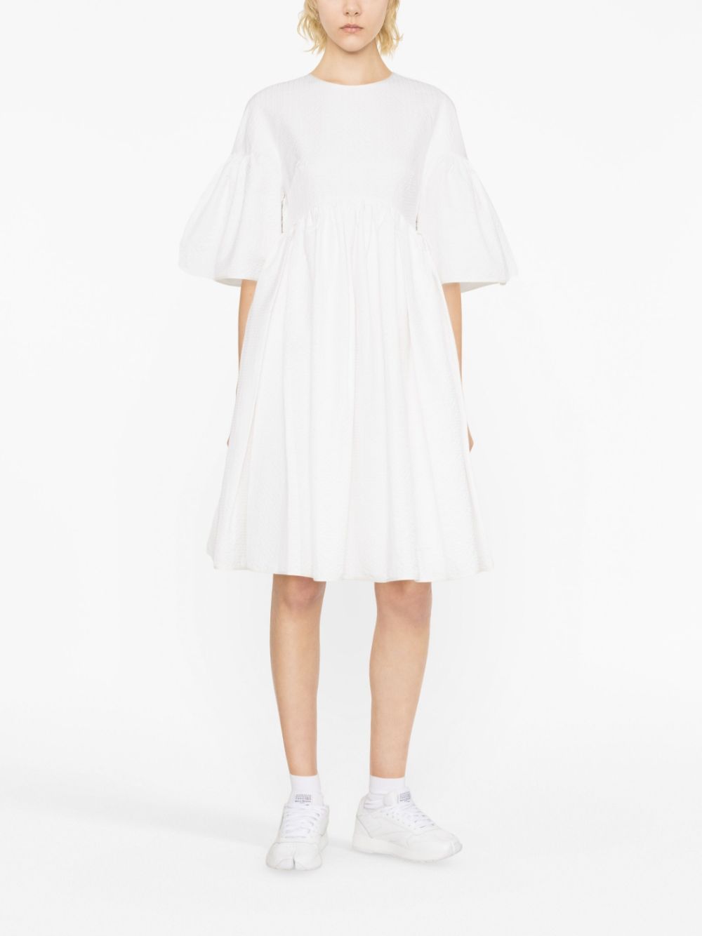 Shop Cecilie Bahnsen Bow-embellished Minidress In White