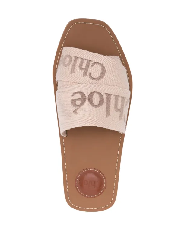 logo-embroidered slip-on sandals