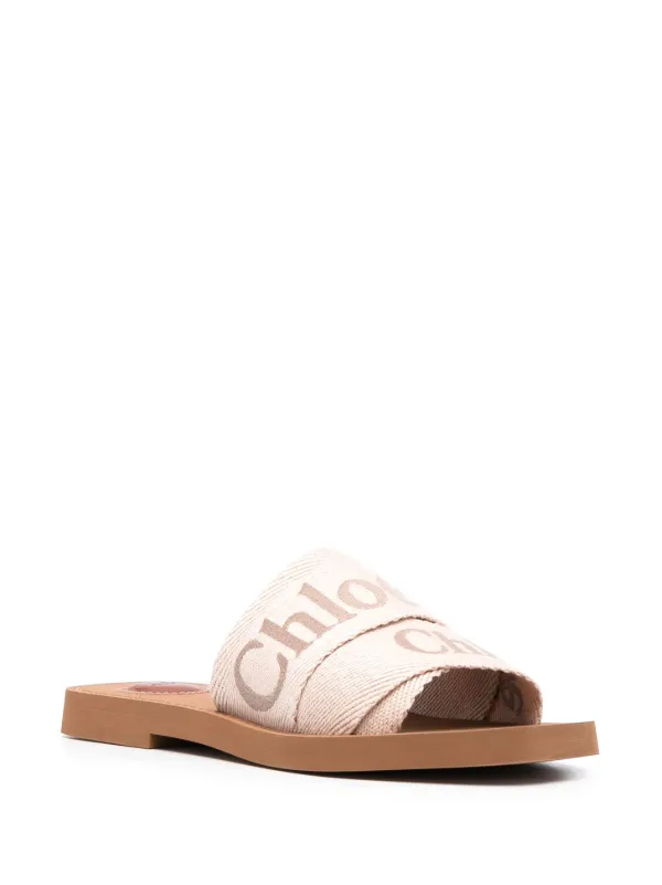logo-embroidered slip-on sandals