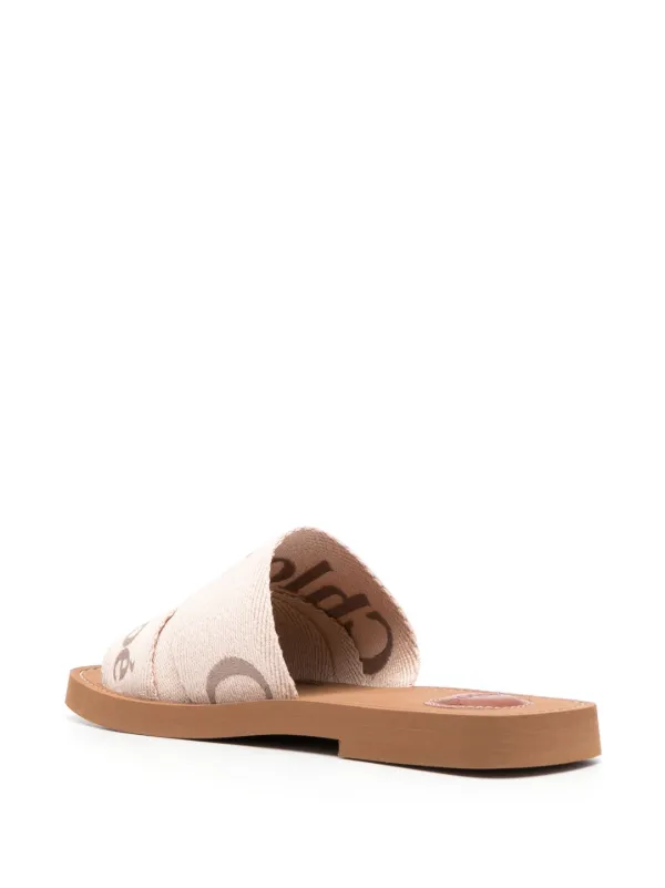logo-embroidered slip-on sandals