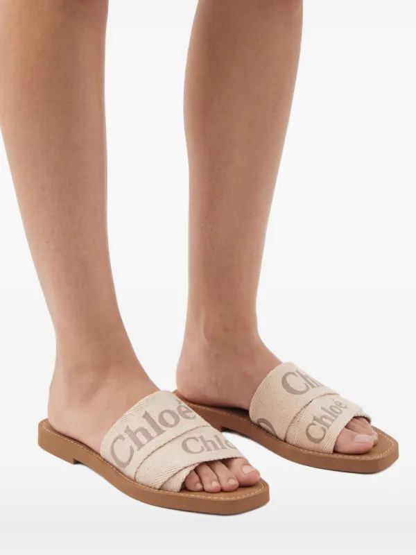 Chloé Woody Linen Sandals | Neutrals | FARFETCH GE
