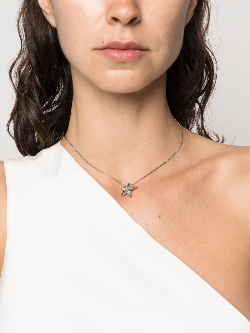 Ferragamo crystal-embellished pendant necklace - Zilver