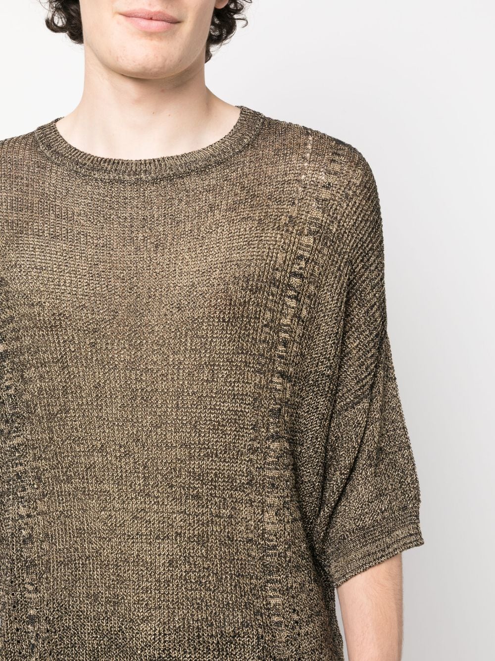 Shop Saint Laurent Half-sleeve Knitted Top In Schwarz