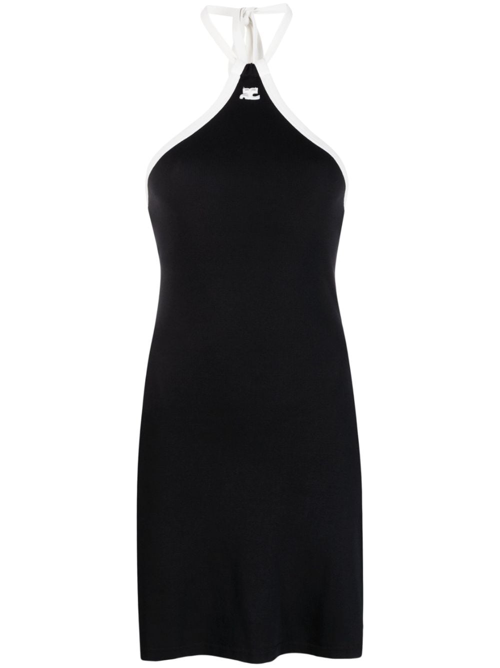 Courrèges Logo-embroidered Cotton Dress In Black
