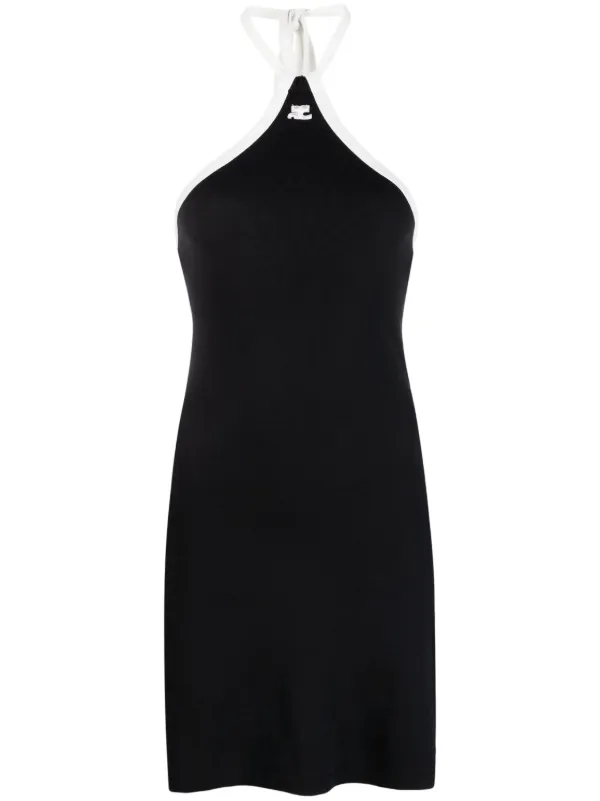Courrèges Logo-embroidered Cotton Dress in Black