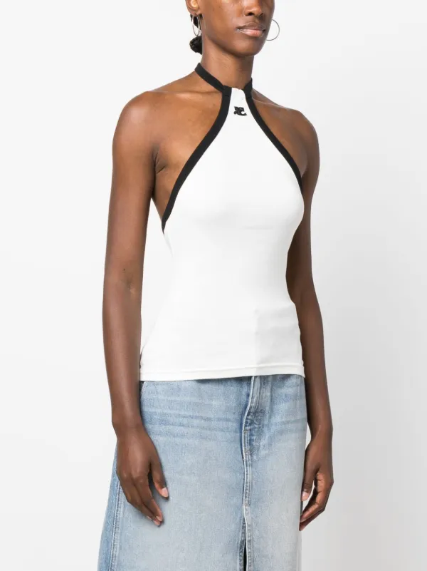 Top blanco cuello halter sale