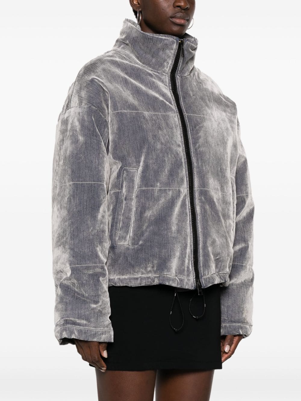 MSGM logo-print Velvet Padded Jacket - Farfetch