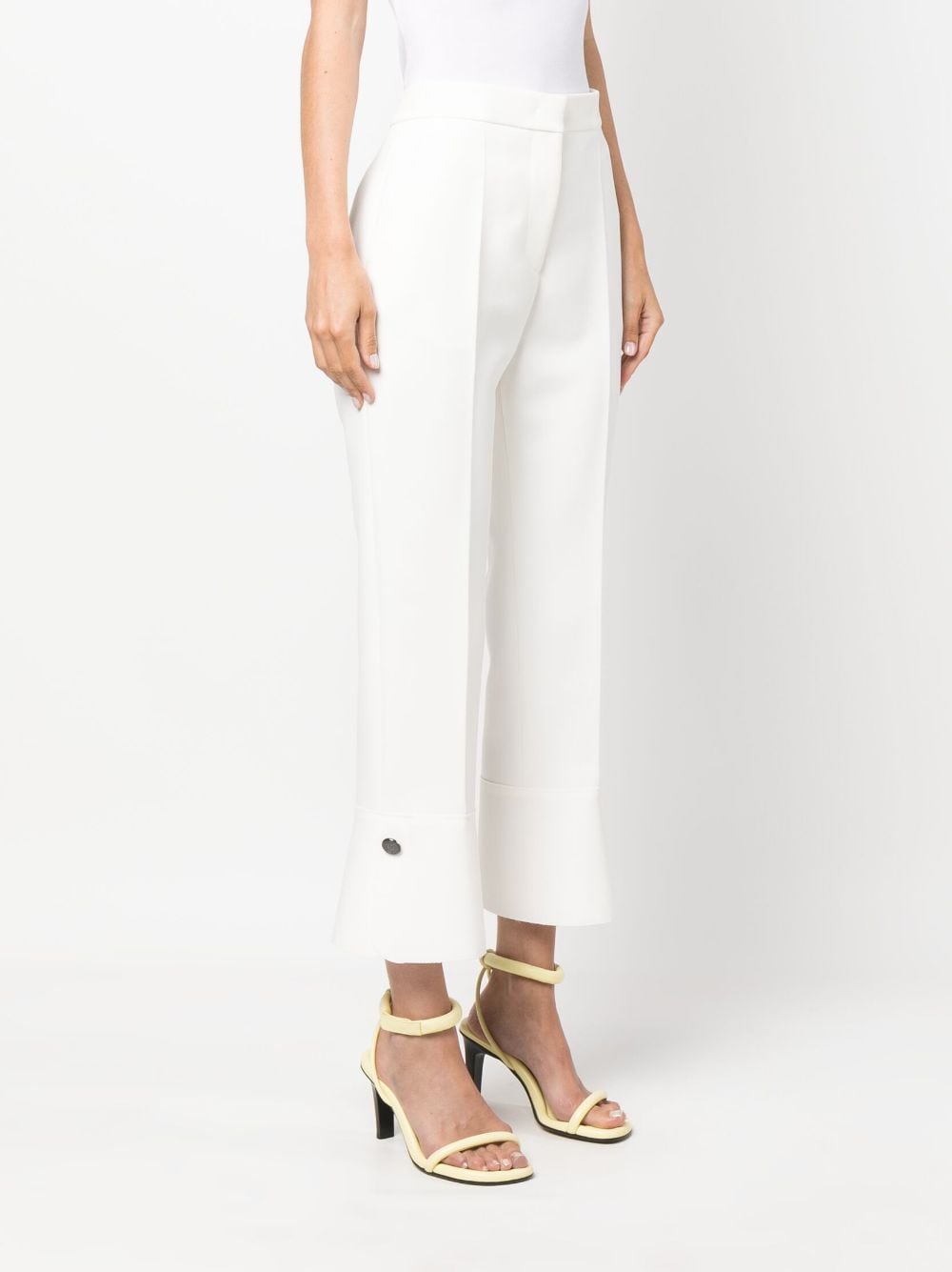 Shop Msgm Cropped-leg Flared Trousers In White