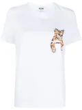 MSGM cat-embellished cotton T-shirt - White