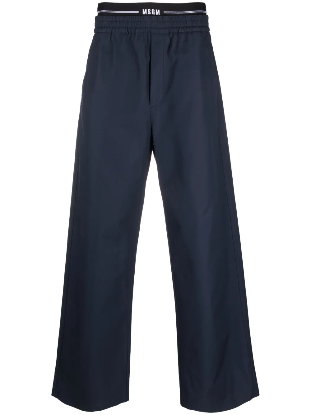 Image 1 of MSGM logo-waistband straight-leg trousers