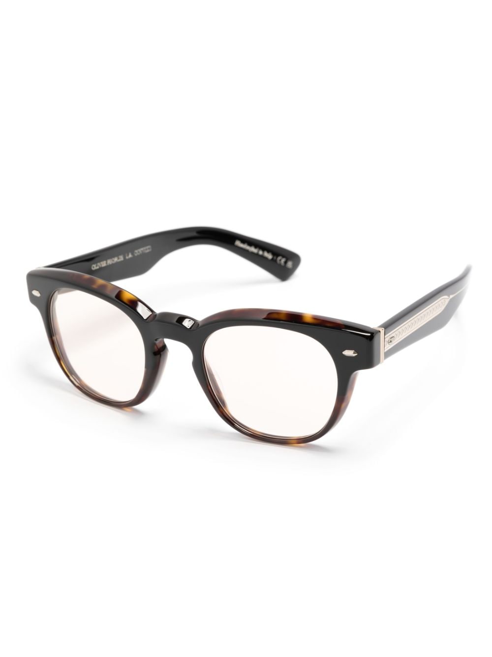 Shop Oliver Peoples Tortoiseshell-effect Round-frame Glasses In Black
