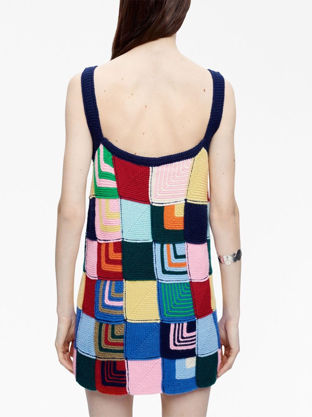 Shop Re/done Knitted Patchwork Dress In Mehrfarbig