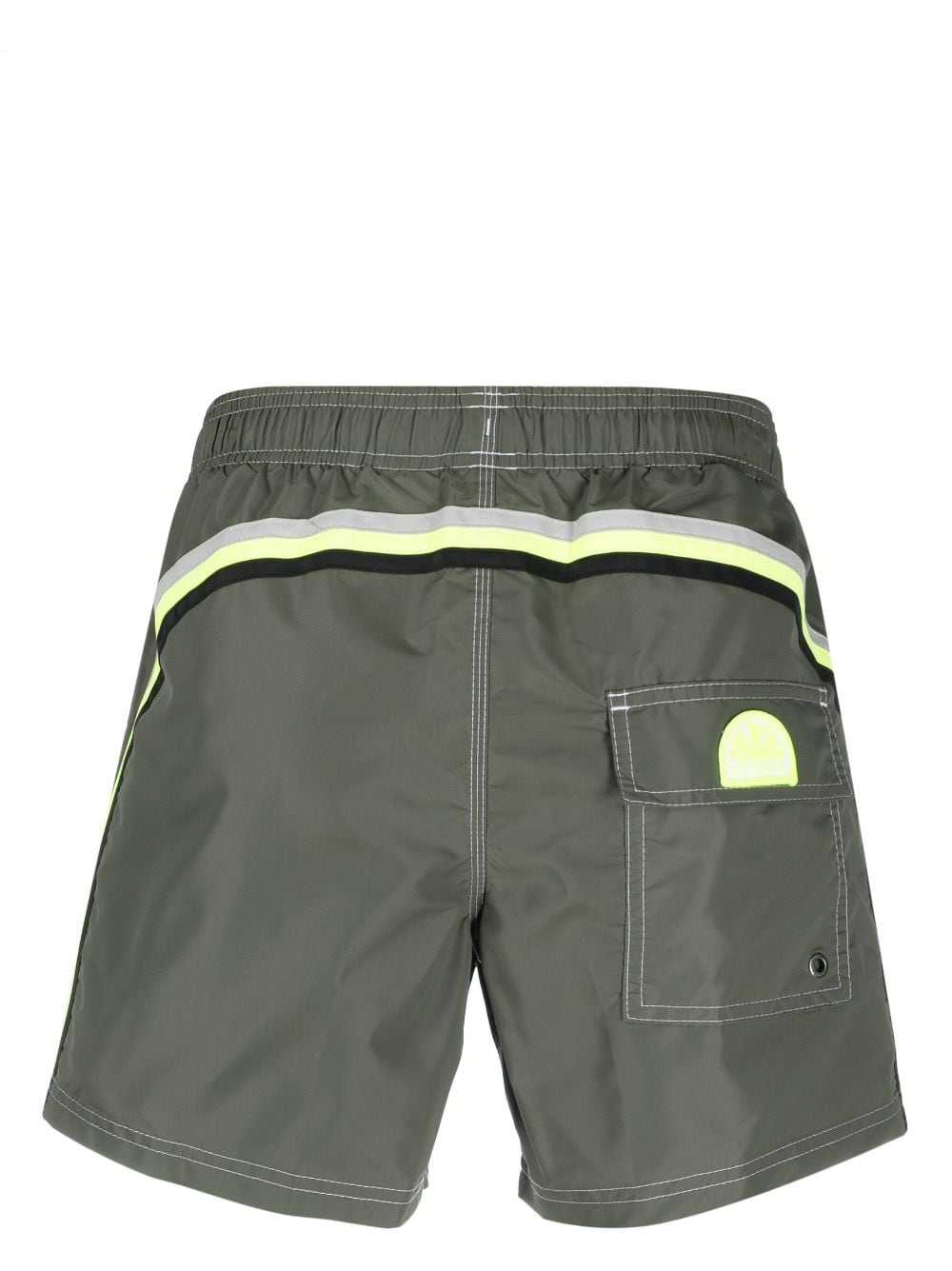 Sundek logo-patch striped swim shorts - Groen