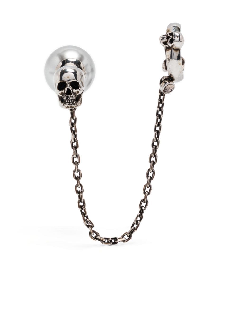 skull-motif chain-link earring