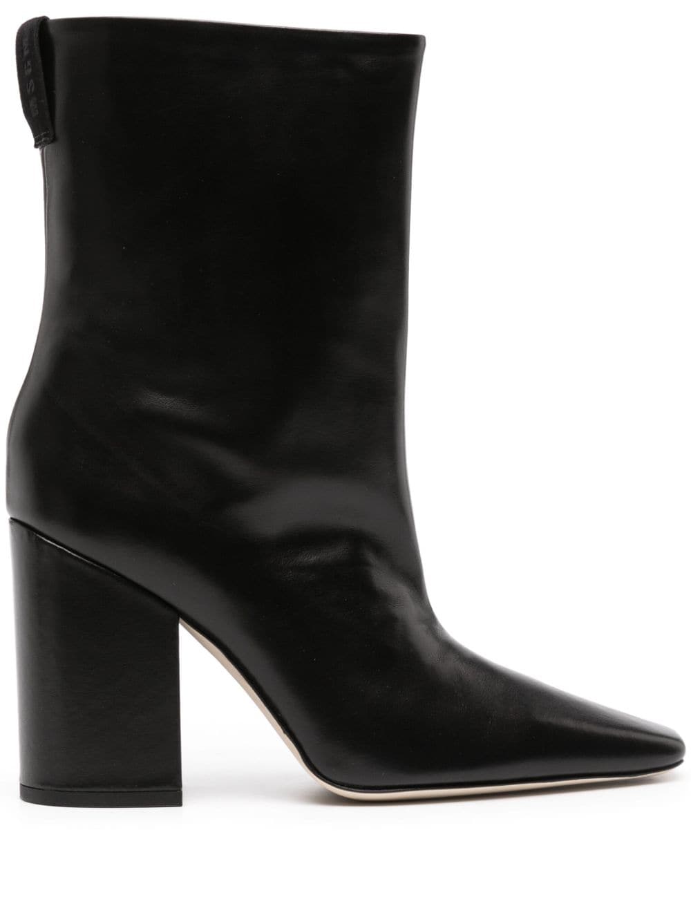 Msgm 100mm Square-toe Leather Boots In Black