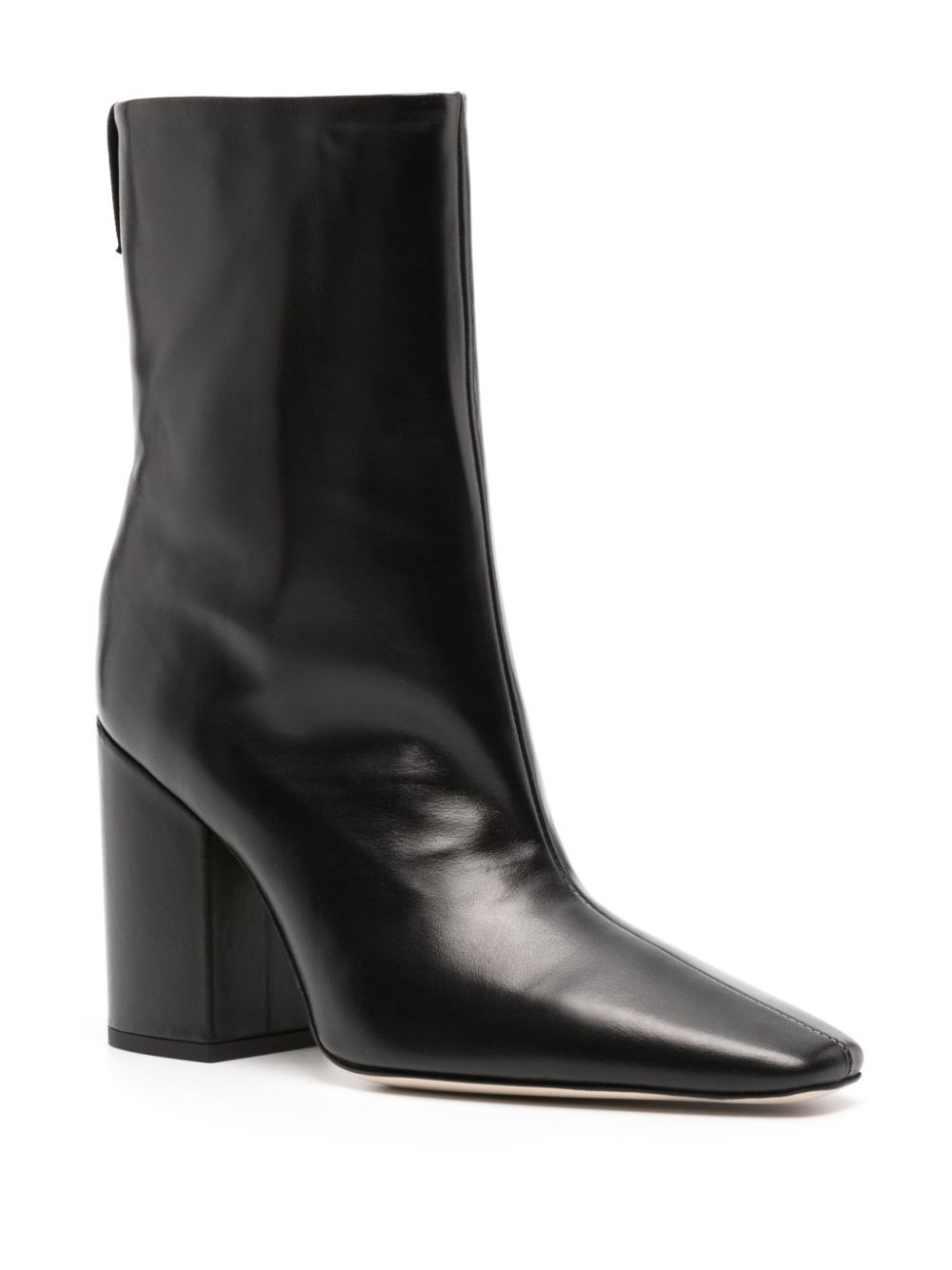 MSGM 100mm square-toe leather boots - Zwart