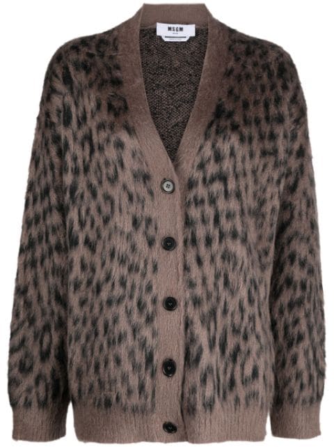MSGM leopard-print button-up cardigan
