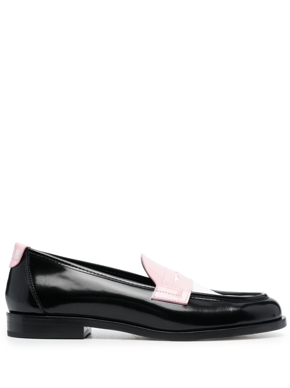 Msgm Logo-print Leather Loafers In Black