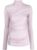 MSGM glittery gathered high-neck T-shirt - Pink