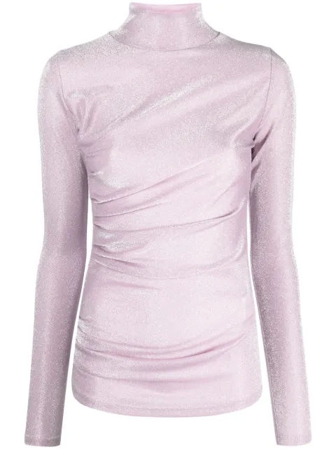 MSGM glittery gathered high-neck T-shirt