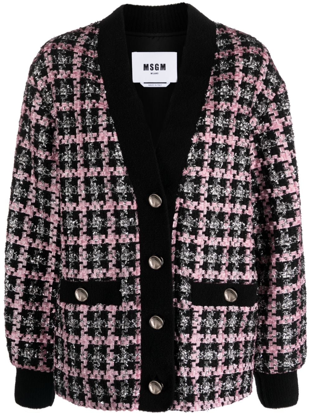 Shop Msgm Single-breasted Tweed Jacket In Black