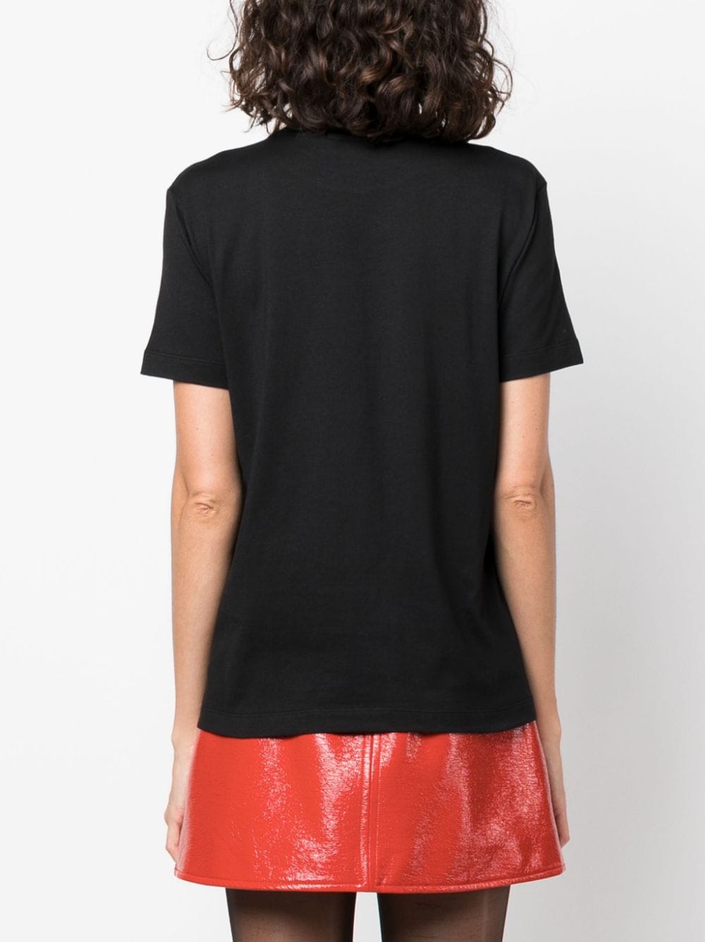 Shop Msgm Sequin-logo Cotton T-shirt In Black