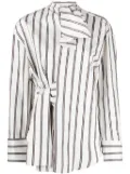 MSGM bow-detail striped asymmetric shirt - Neutrals
