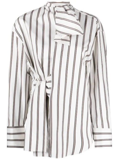 Chemise rayée à détail de nœud - MSGM - Modalova