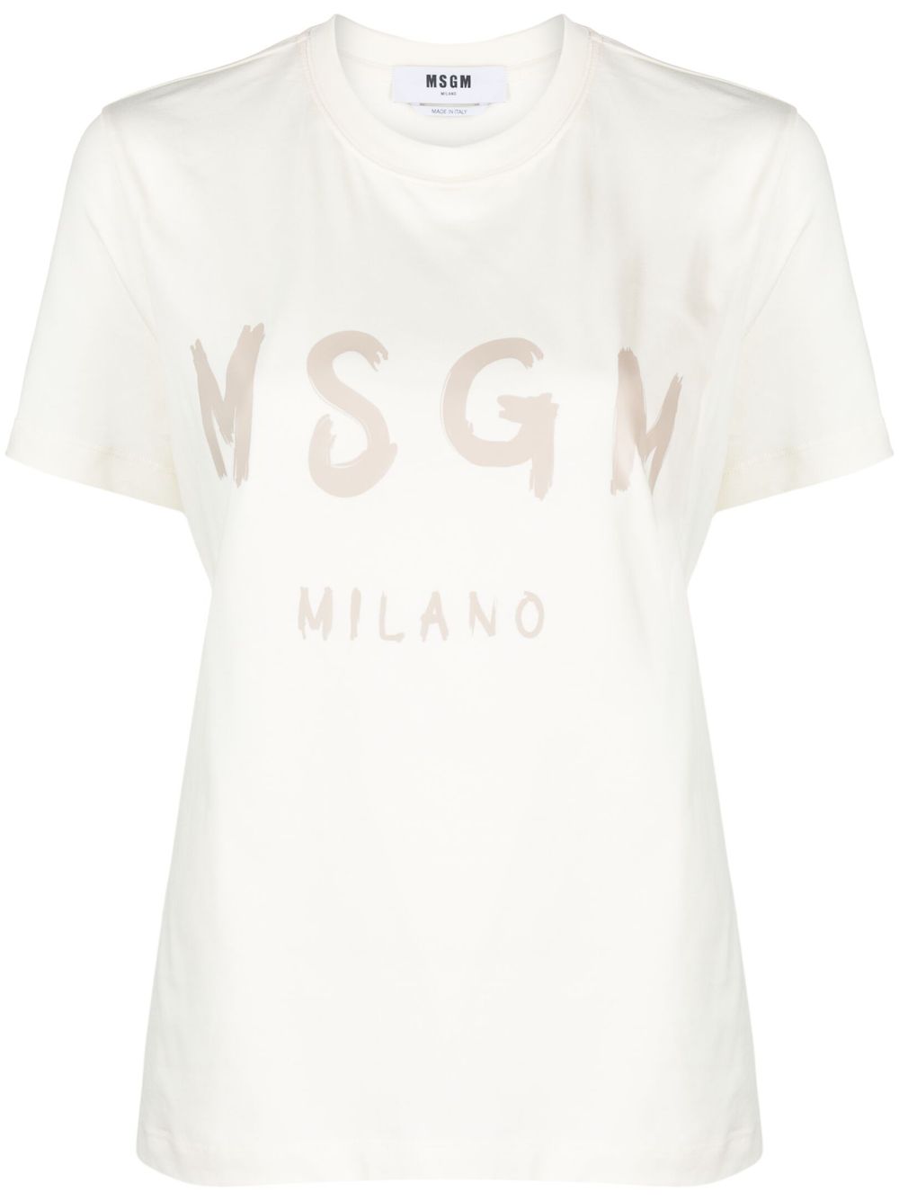 MSGM logo-print cotton T-shirt - Neutrals