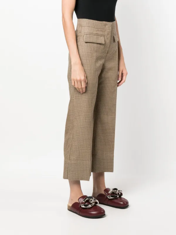 MSGM Checked Cropped straight leg Trousers Farfetch