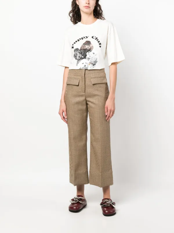 Cropped shop checked trousers