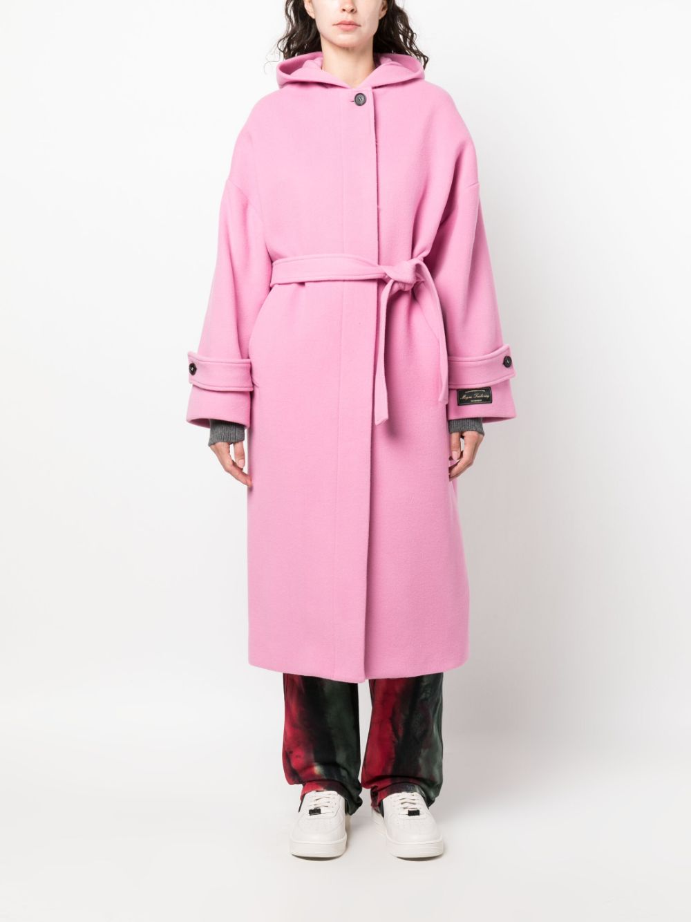 MSGM hooded virgin wool-blend trench coat - Roze
