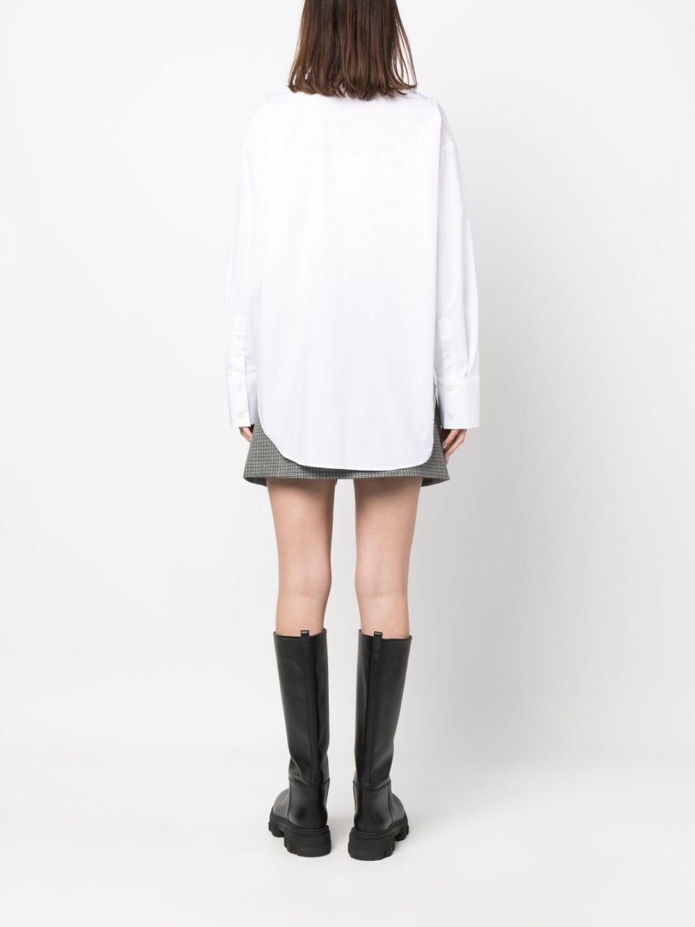 Shop Msgm Embroidered-logo Cotton Shirt In White