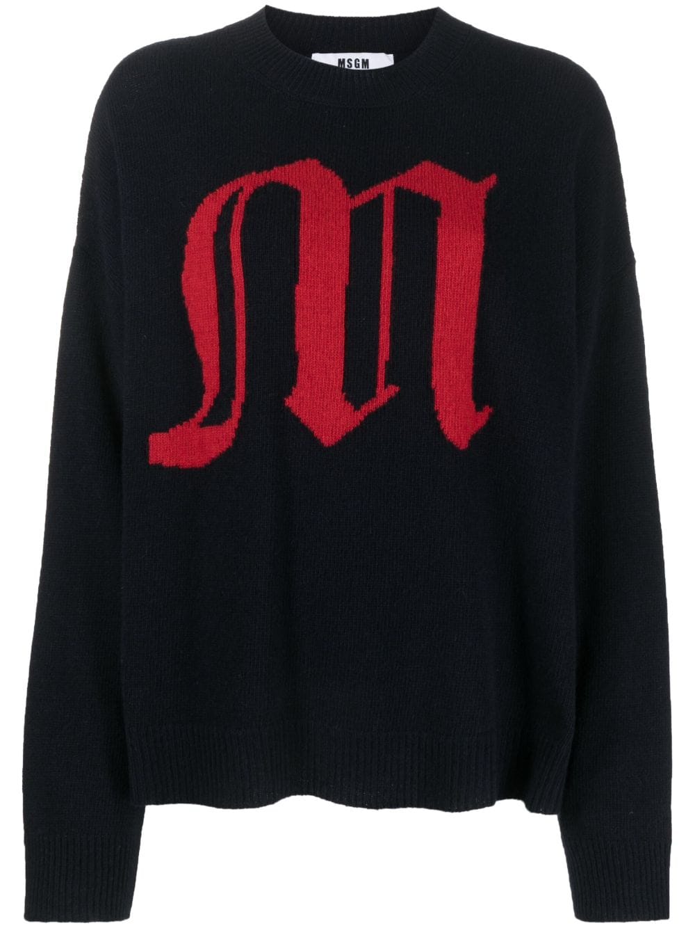 Image 1 of MSGM intarsia-knit logo crew-neck jumper