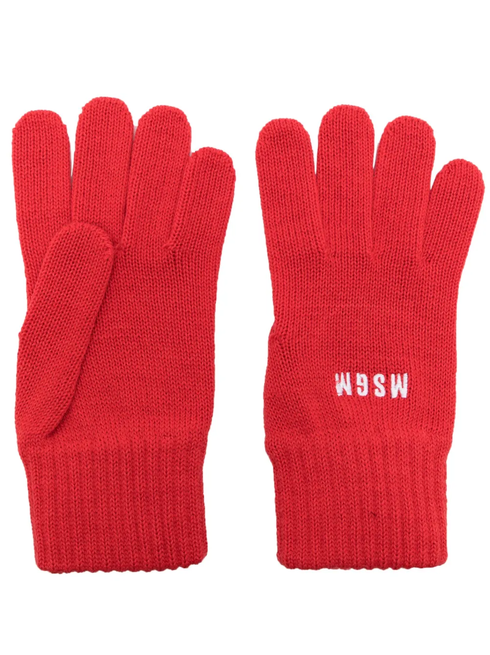 MSGM logo-embroidered knitted gloves | Red | Image 1