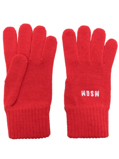 MSGM gants en maille à logo brodé