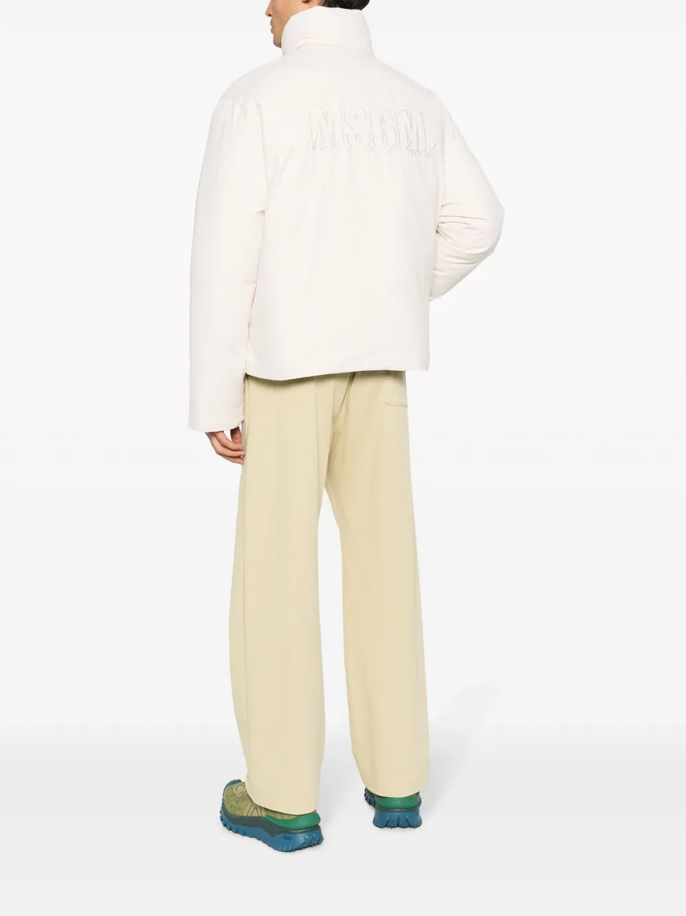 MSGM logo-embroidered padded jacket - Beige