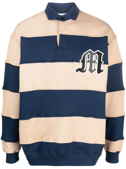 MSGM logo-patch striped polo sweatshirt